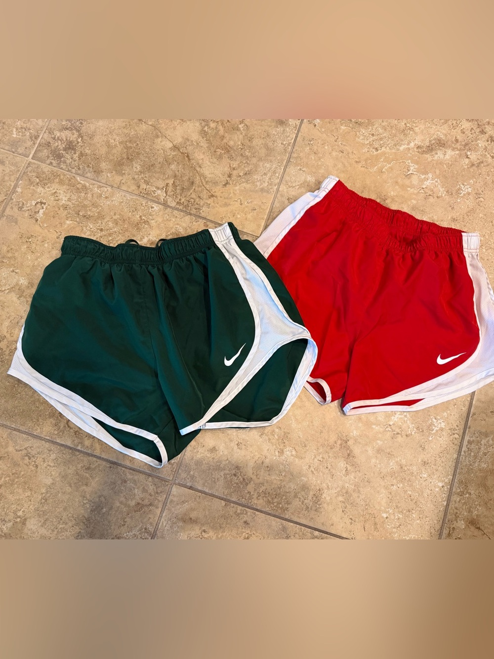 Nike Red and Green Dri-FIT Athletic Shorts Set -Panty lined-Medium